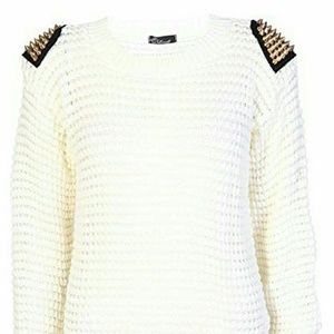 Studded shoulder sweater